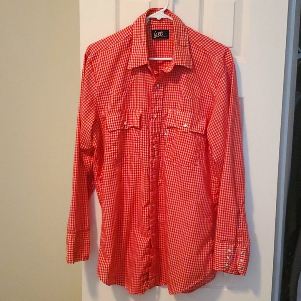 Mens large vintage pearl snap shirt